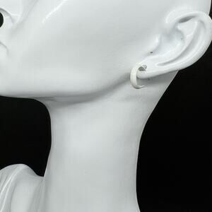 Vintage White Metal Mini Hoop Post Earrings